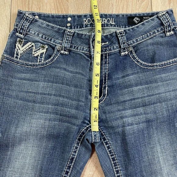 Rock & Roll Cowgirl Womens Mid Rise Bootcut Jeans Size 29 Embroidered Stretch - Picture 6 of 12